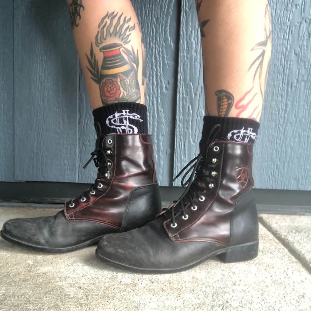 Ariat two toned lace up boots